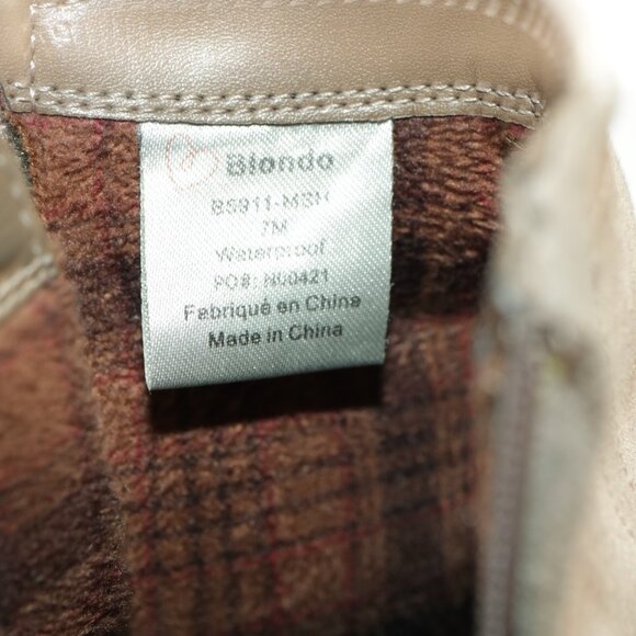 Blondo Womens Linda Boots Size 7 Waterproof Taupe Tan Suede Booties Block Heel - Picture 13 of 16